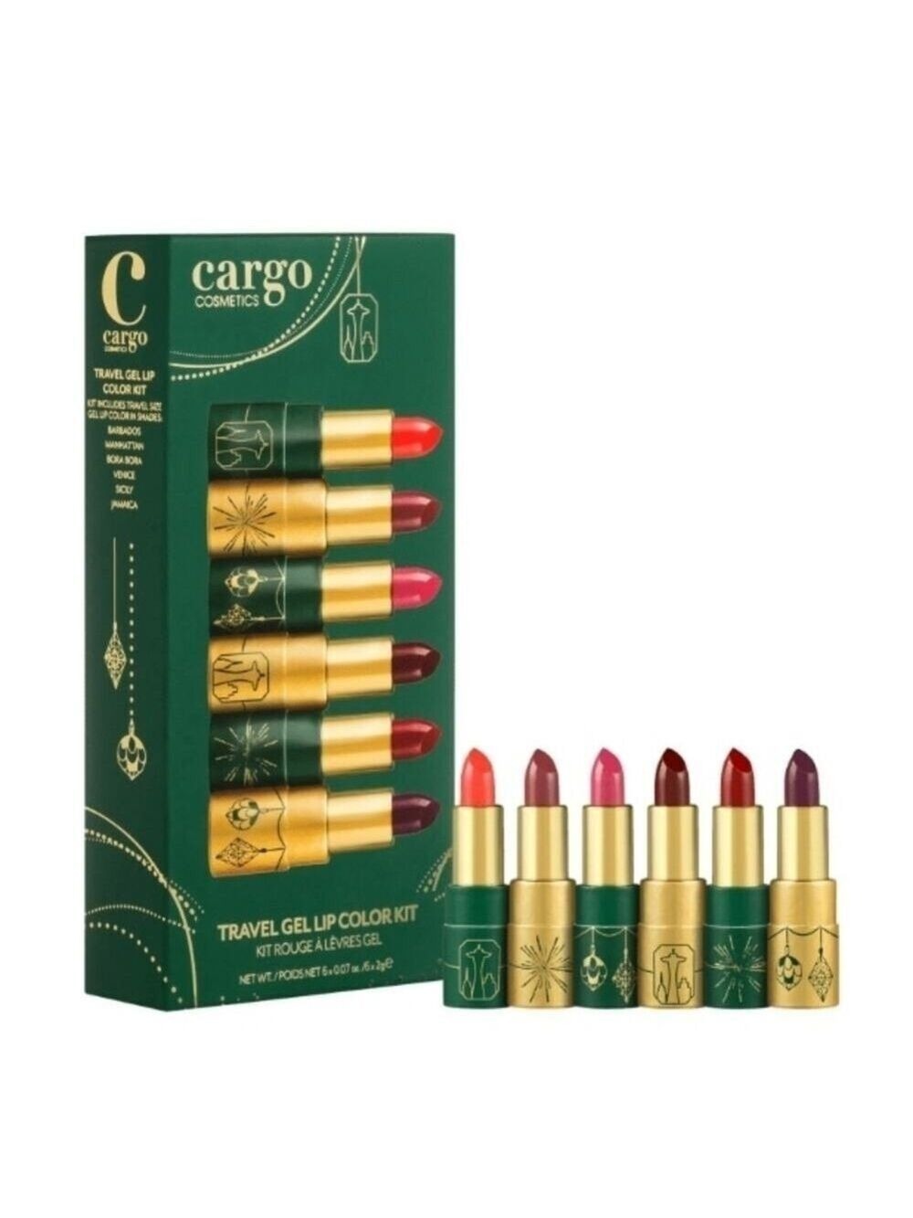 CARGO COSMETICS GEL LIPSTICK SET 6-PIECE TRAVEL SIZE